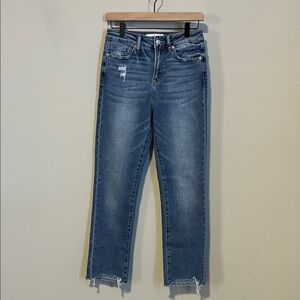 Mica Los Angeles Women's Blue Distressed Skinny Jeans Size 25